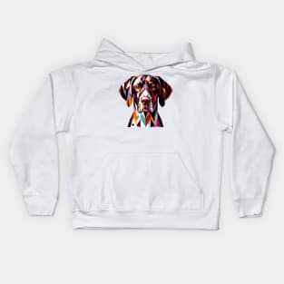 Geometric German Pointer: Dynamic Canine Art Kids Hoodie